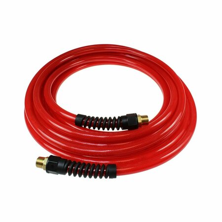 COILHOSE PNEUMATICS Flexeel Hose, 5/16in x 100ft, 1/4in MPT Reusable Strain Relief Fittings,  PFE51004TR